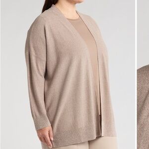 Eileen Fisher Taupe Open-Front Cardigan